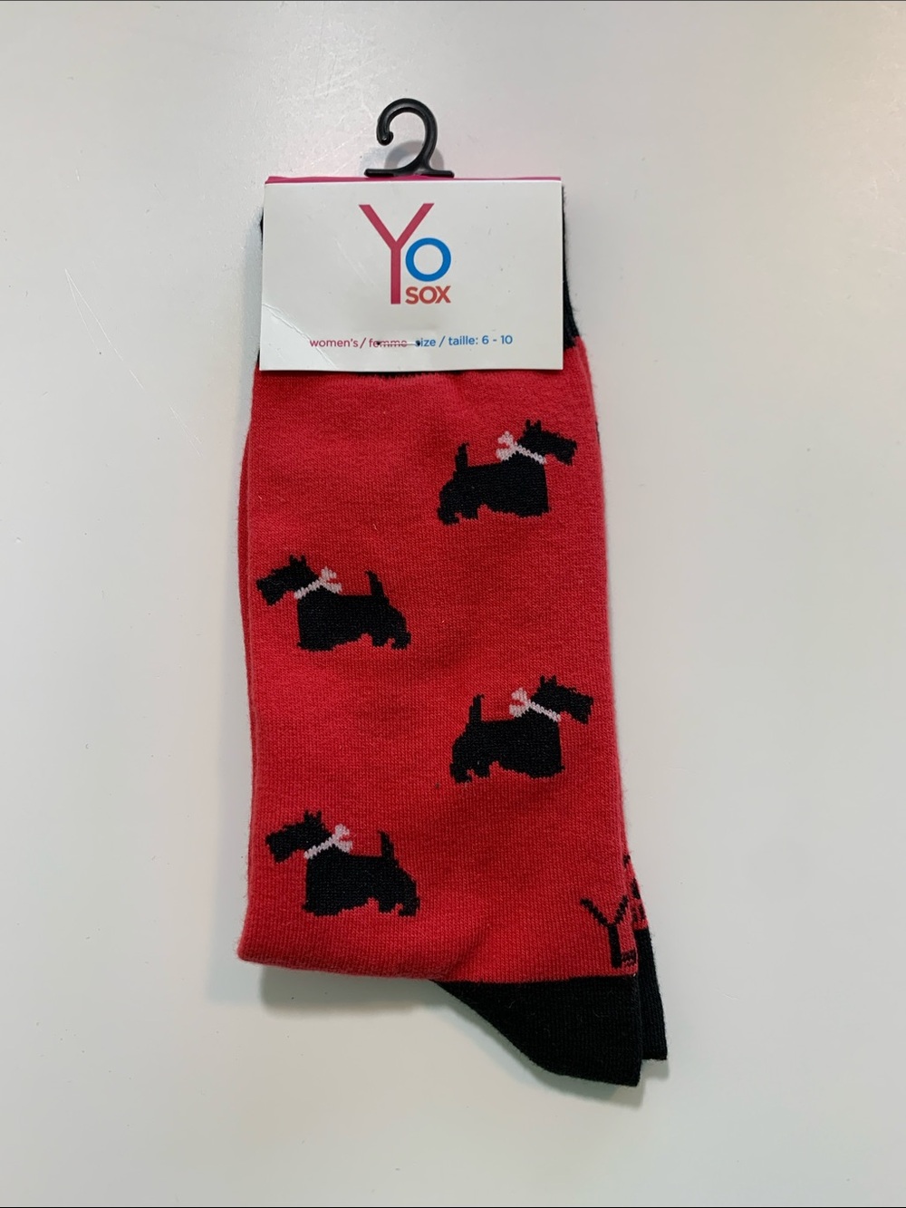 Yo Sox Women’s Crew Socks with Black Scotty Dog Pattern